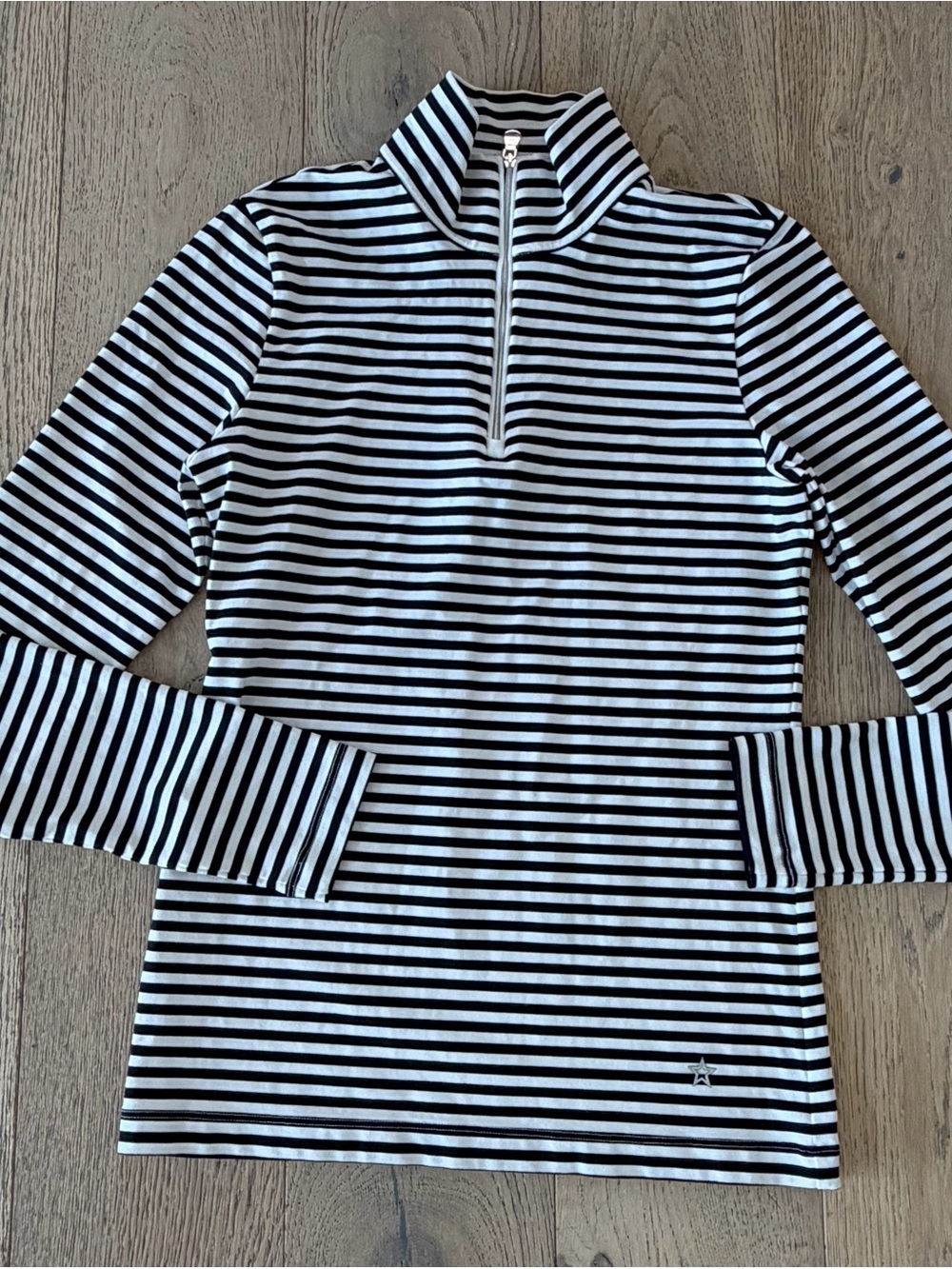 LOHLA SPORT Black & White Striped Quarter-Zip Performance Pullover Top - Size XS
